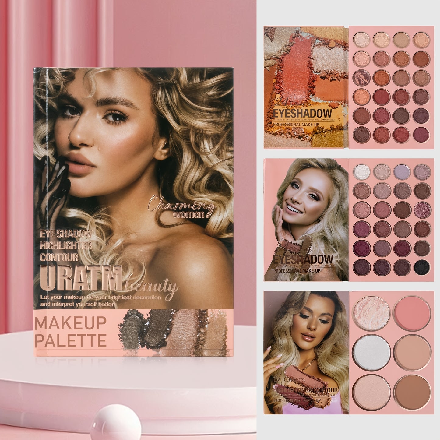 A 43-Color Makeup Palette Designed Like a Book, Featuring Matte Contour And Blush Shades, Shimmering Glitter Highlighter Powder, And Versatile Makeup Options
