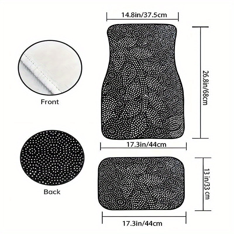 Set of Four Car Floor Mats Featuring a Skull Rose Design, Made from Crystal Velvet with Anti-Slip Properties. This Universal Set Enhances Your Vehicle'S Interior, Effectively Gathers Hair, Maintains Cleanliness, Is Easy to Cl