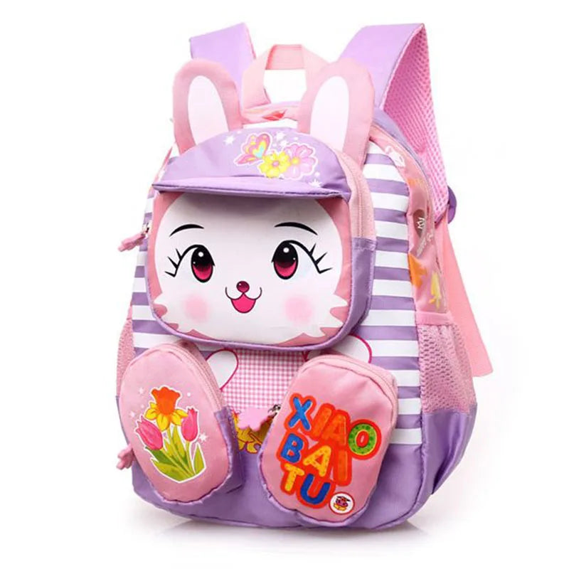 3D Rabbit & Tiger Kids Backpack – Cute Animal School Bag for Kindergarten & Preschool