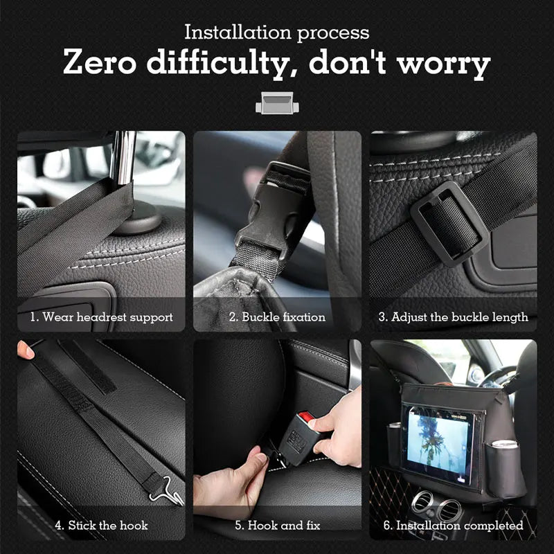 Newest Car Handbag Holder Interior Seat Middle Storage Bag PU Leather Auto Handbag Support Universal Rear Seat Ipad Phone Holder