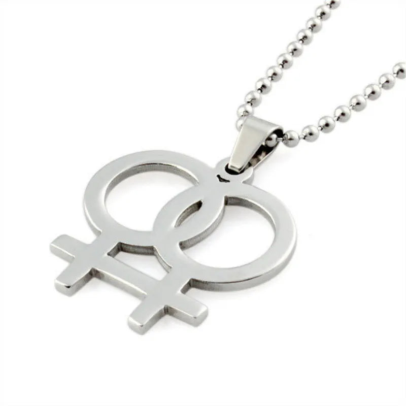 - LGBT Pride Rainbow Symbol Necklace – Stainless Steel Pendant for Men & Women