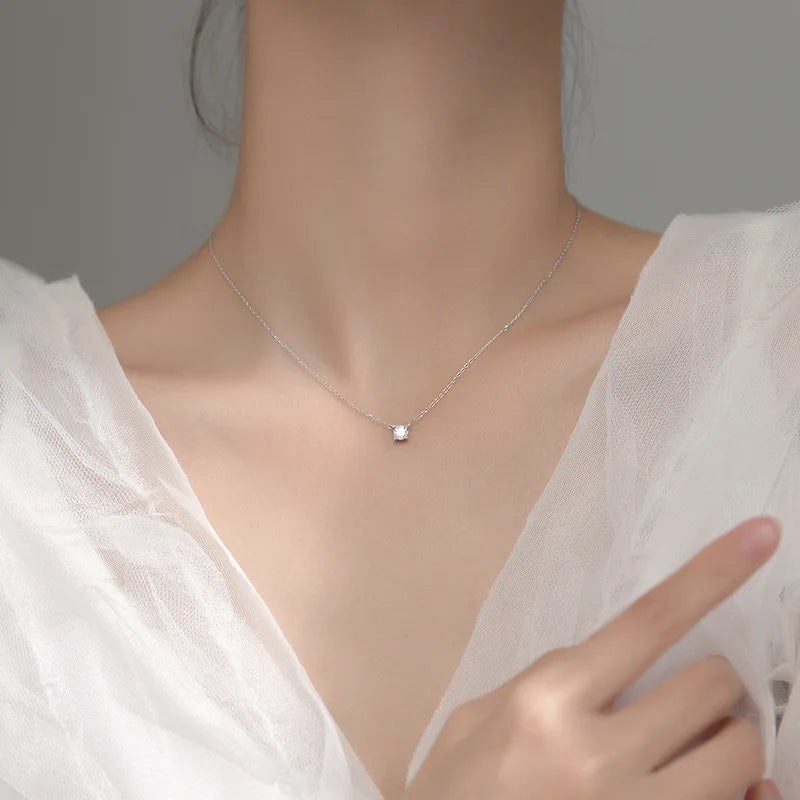 Fine Silver 925 38+4.8cm Silver Necklace For Women Jewelry Fashion Neck Minimalist Pendants 925 Silver Chains Woman
