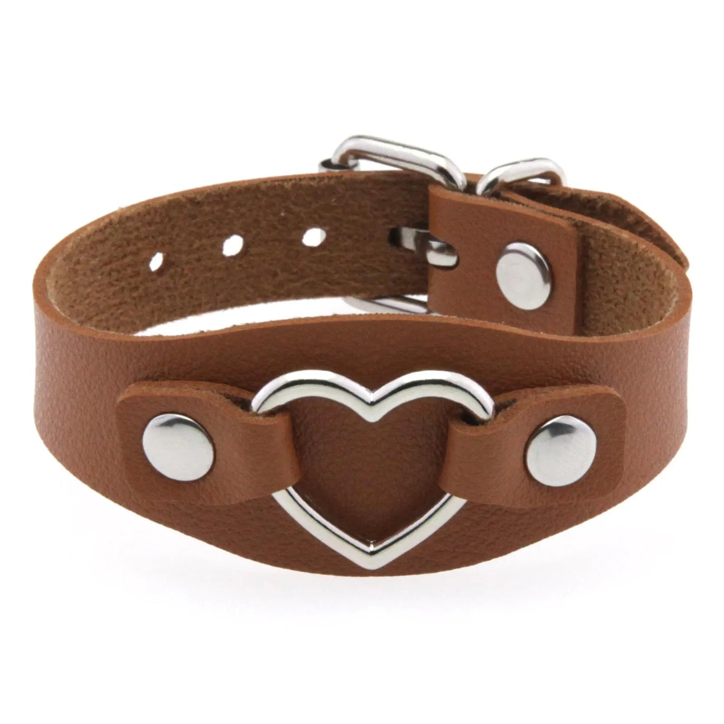Punk Gothic Style PU Leather Faux Jewelry Heart Bracelet ,Male Female Lover Bangle Holiday Party Costume 