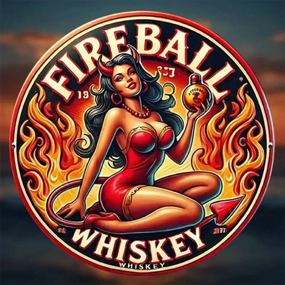 One Piece 2D Flat, Woman, Vintage Reusable Classic 8 Inch Round Aluminum Sign, Adds to Her Sexy Charm, Suitable for Home