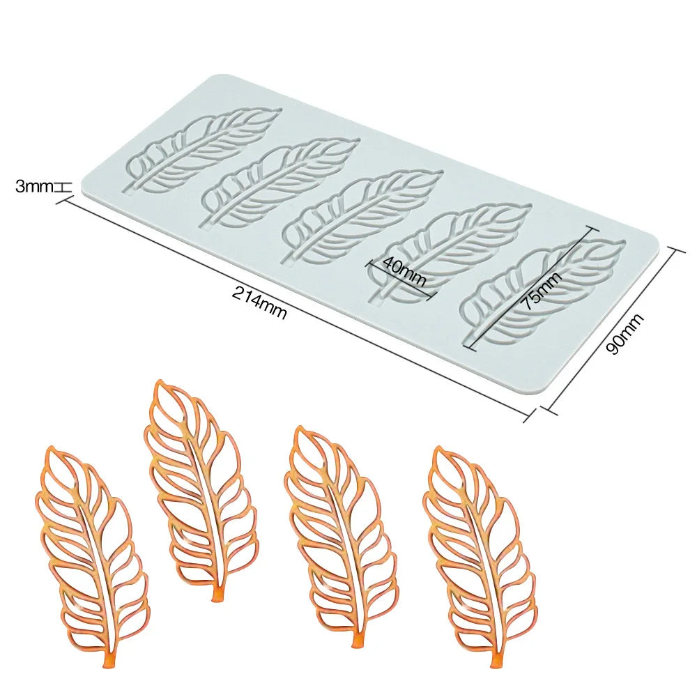 Multi leaf geometric flower silicone cake lace mold Cake decoration tools DIY Leaf Baking Decoration Border decoration lace mold