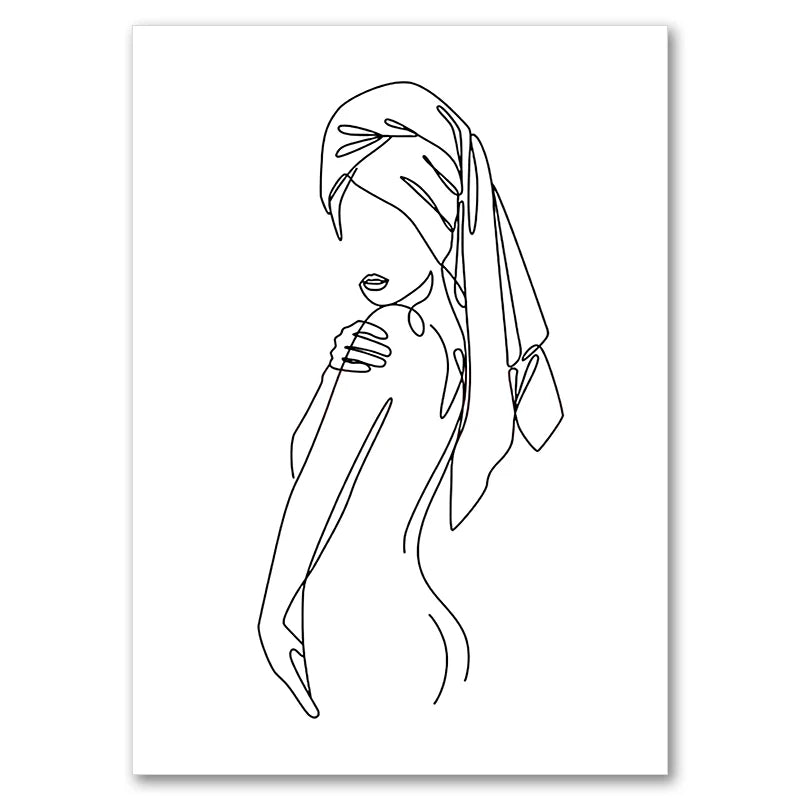 Sexy Female Body Art Print Naked Nude Canvas Poster Line Drawing Prints Abstract Woman Wall Art Painting Pictures Bedroom Decor