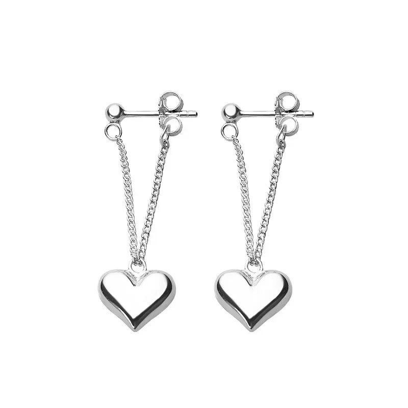 Heart Chain Earring Jewelry 925 Sterling Silver Earrings For Women Prevent Allergy Party Accessories Gift Heart Earrings