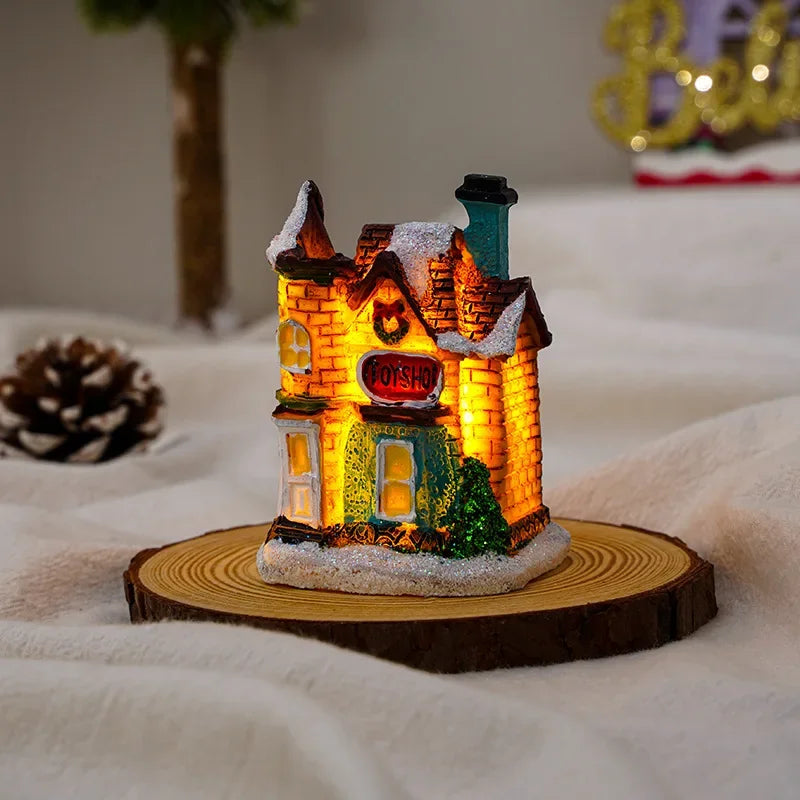 New year Decoration LED Night Light Christmas Luminous House Sculpture Ornament