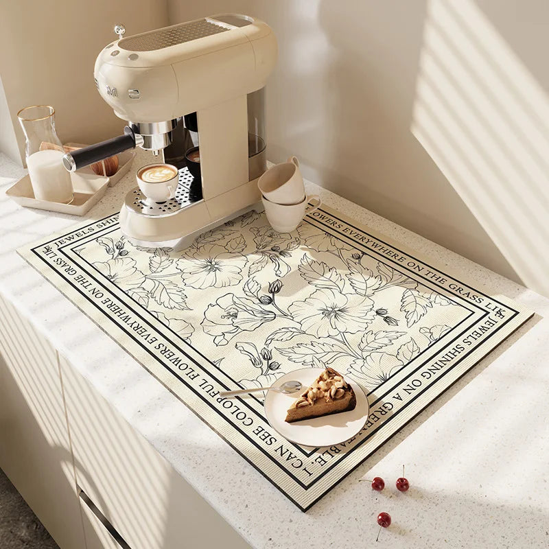 Super Absorbent Large Drying Mat – Anti‑Slip Quick‑Dry Pad for Kitchen, Coffee Station, Bathroom & Tableware