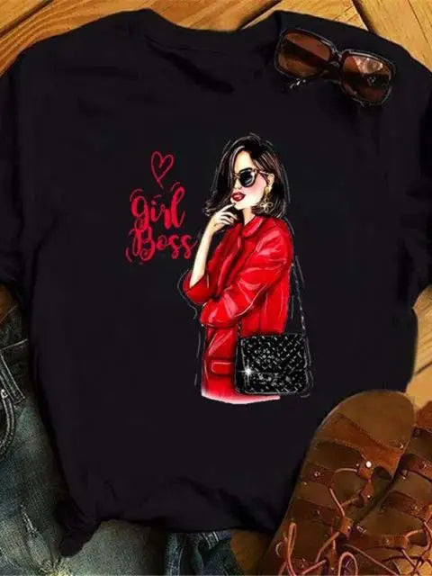 Maycaur Hot Sales Printed Female Tshirt Women Fashion Graphic Printed T-Shirt Harajuku Korean Style Short Sleeves Clothes Female