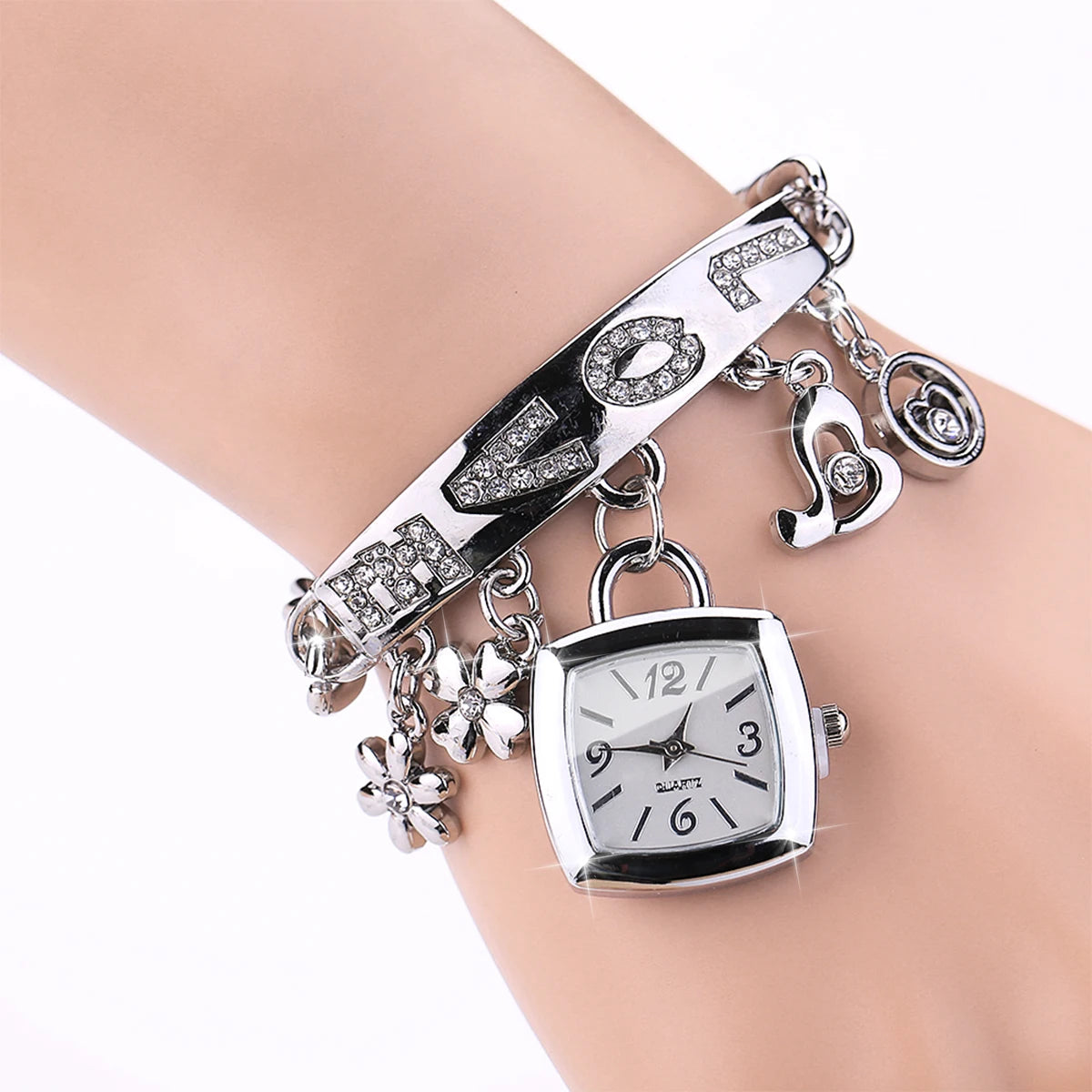 Women’s Luxury Bracelet Watch Set – Square Dial Quartz Wristwatch with Fashion Bracelet (No Box)
