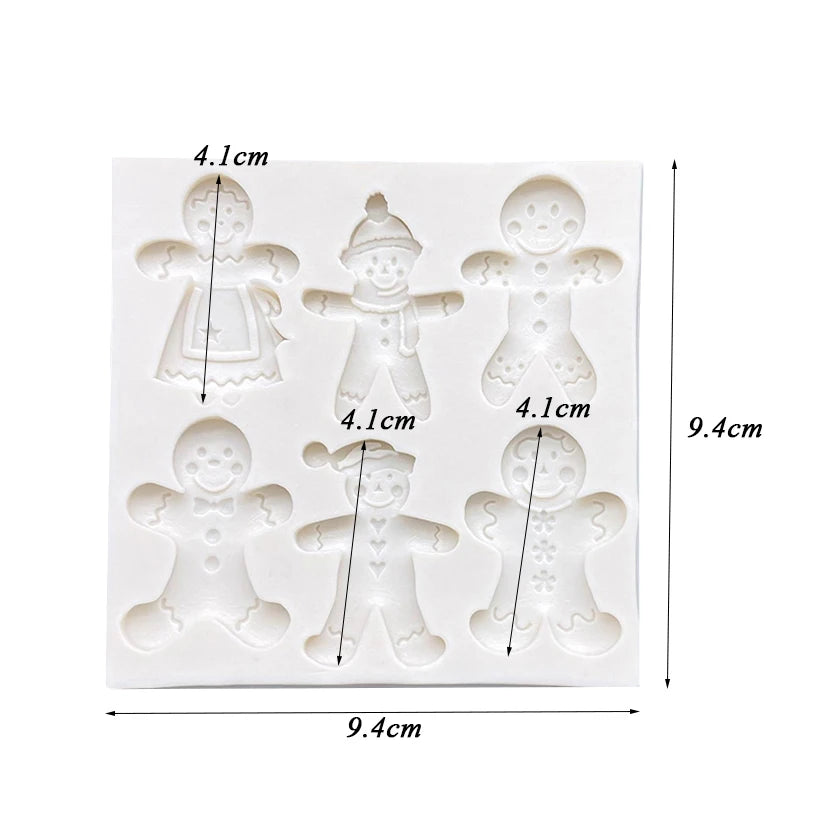 Gingerbread Man Christmas Silicone Sugarcraft Mold Resin Tools Cupcake Baking Mould Fondant Cake Decorating Tools