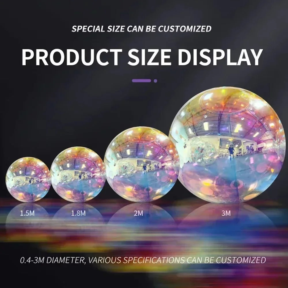 Iridescent Inflatable Mirror Ball Big Shiny Balls Airtight Giant Mirror Balloon Large PVC Sealed Sphere For Wedding Decoration