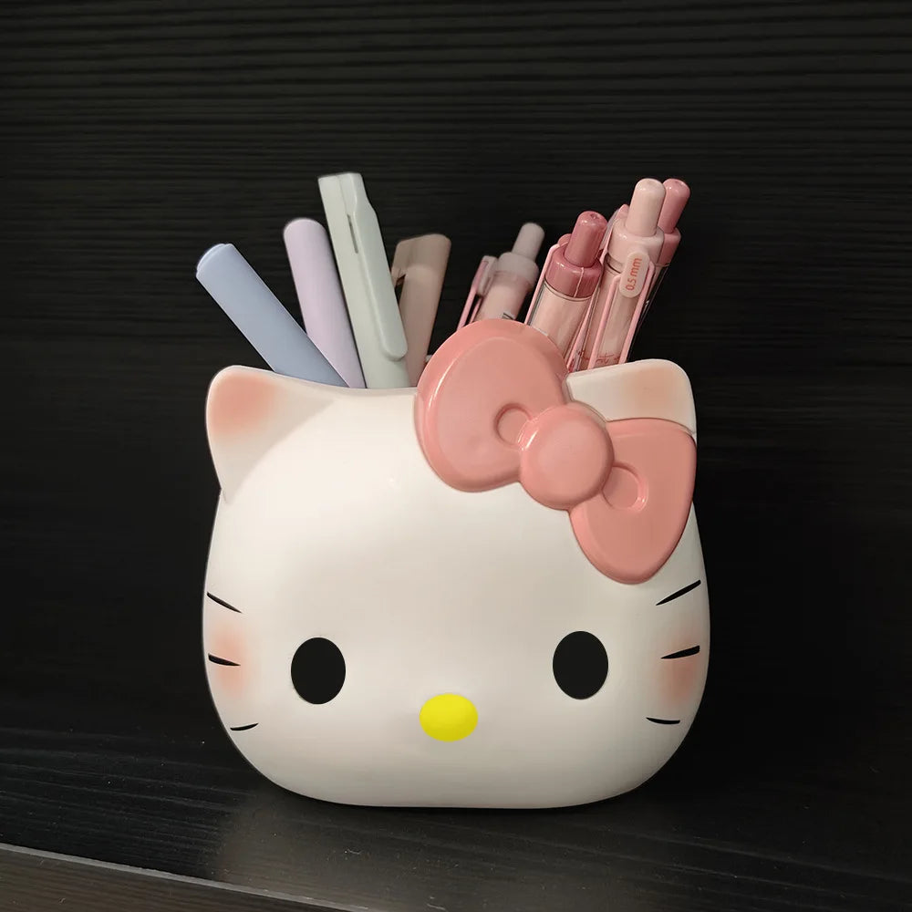Sanrio Hello Kitty Creative Office Desktop Organizer Kt Cat Cute Multi-Functional Pen Holder Y2K Cosmetic Storage Box Gifts