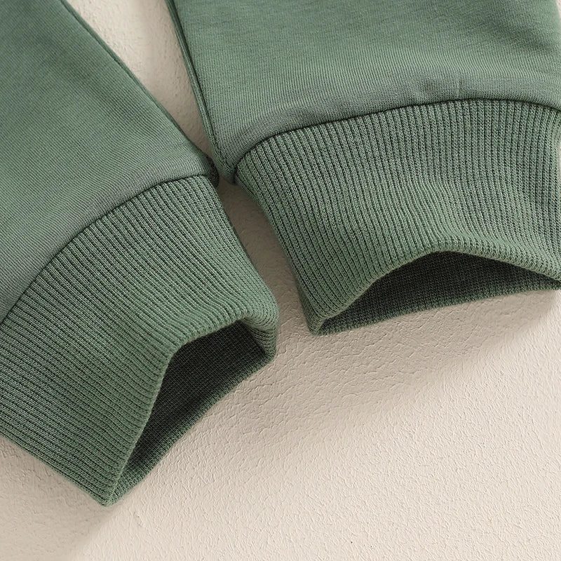 Boys Fall Set Letter Tractor Print Long Sleeve Round Neck Tops Drawstring Pocket Long Pants Outfits