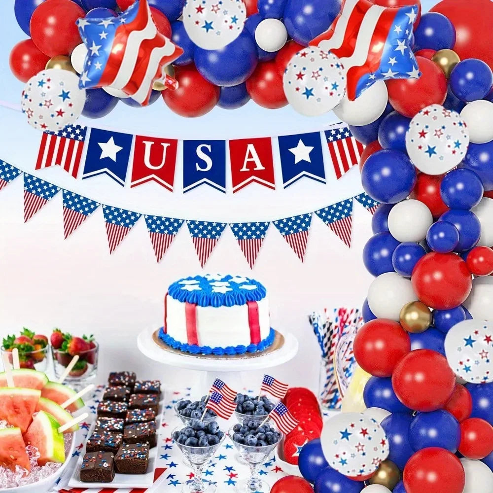 146PCS Independence Day Themed Balloon Garland Set for 4th of July Decorations, Patriotic Day Parties, USA Day Decorations