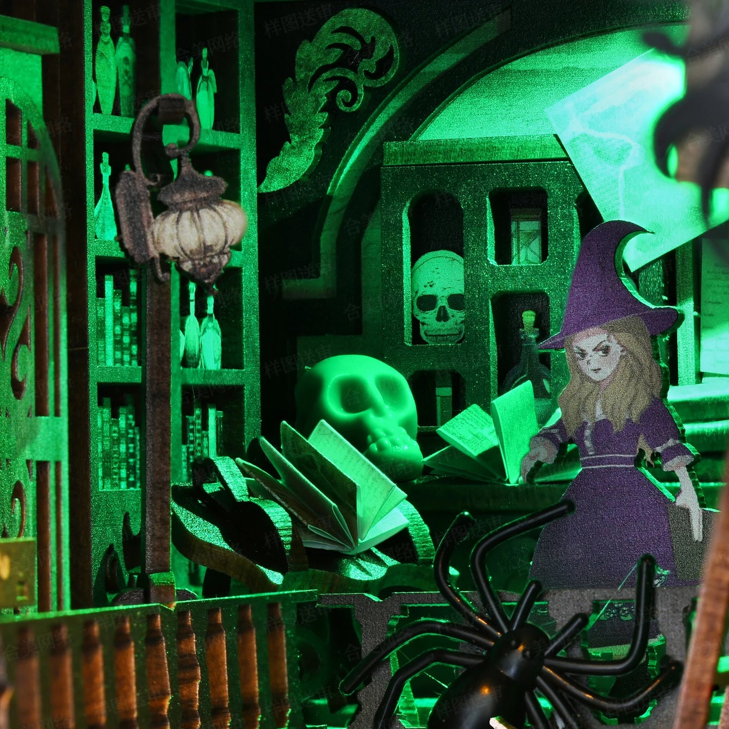 Book Nook Kit Wizard Miniatures DIY Wooden Puzzle Bookshelf Insert Decor Dollhouse Model Bookend Building Home Decoration Gifts