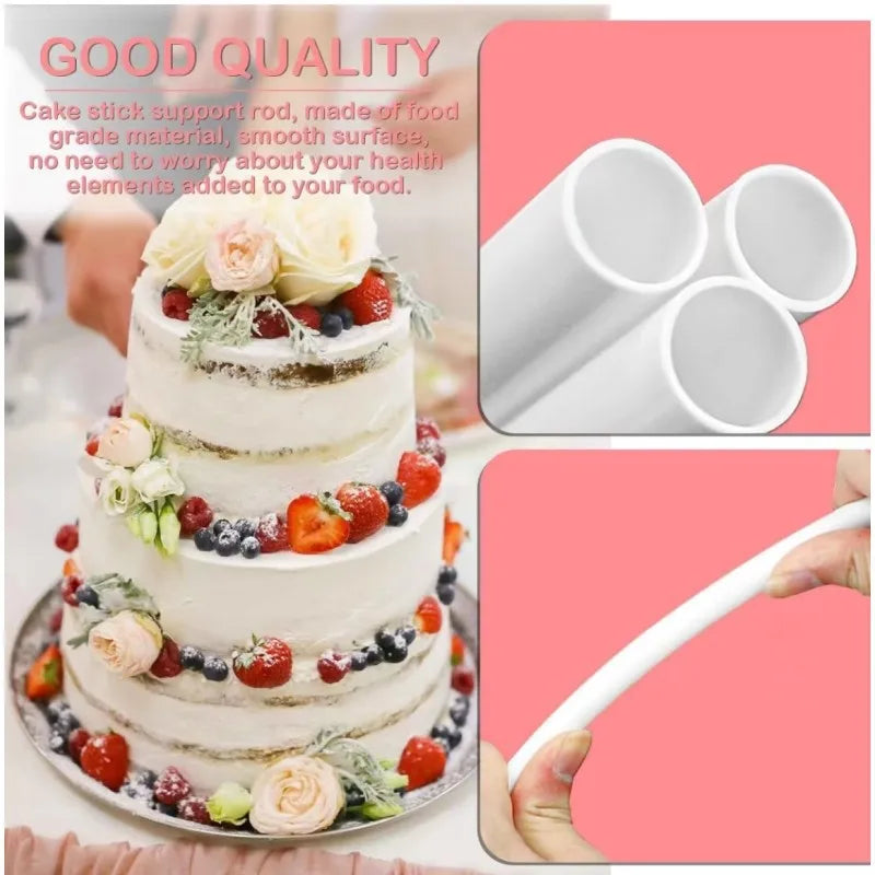 10/30/50PCS White Plastic Cake Dowel Rods for Tiered Cake Construction and Stacking Supporting Cake Round Dowels Straws