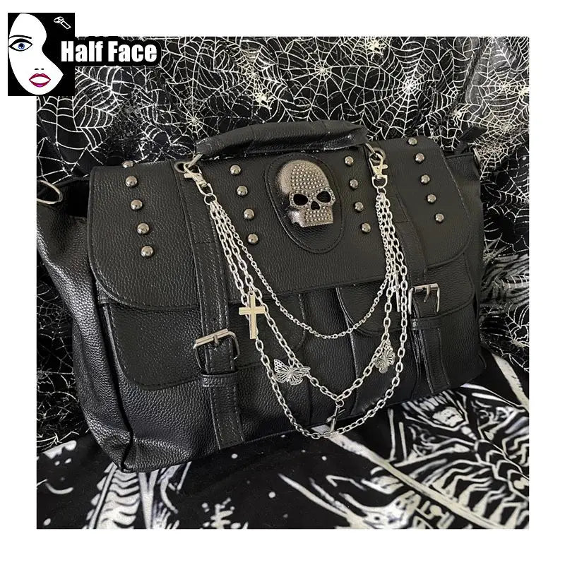 Harajuku Punk Skeleton Chain Bag – Spicy Girls Gothic Lolita One‑Shoulder Crossbody Tote