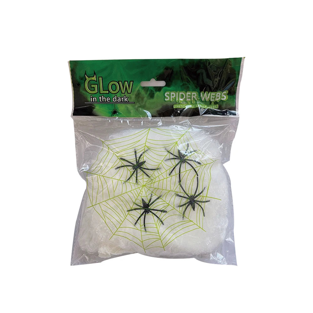 Halloween Fluorescent Spider Webs,Glow In The Dark Spider Webs,Halloween Cobweb,Outdoor Horror Decorations