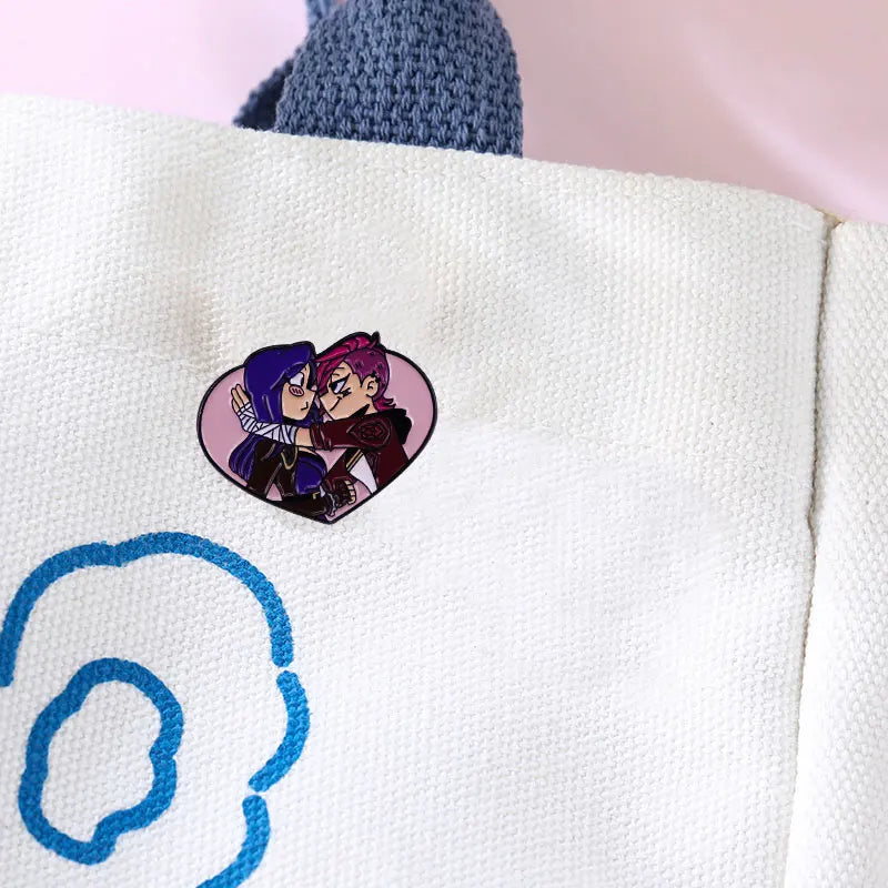 game league of legends Vi and Cait enamel pin brooch LGBT love heart badge Backpack Collar Pins Hat Jewelry accessories