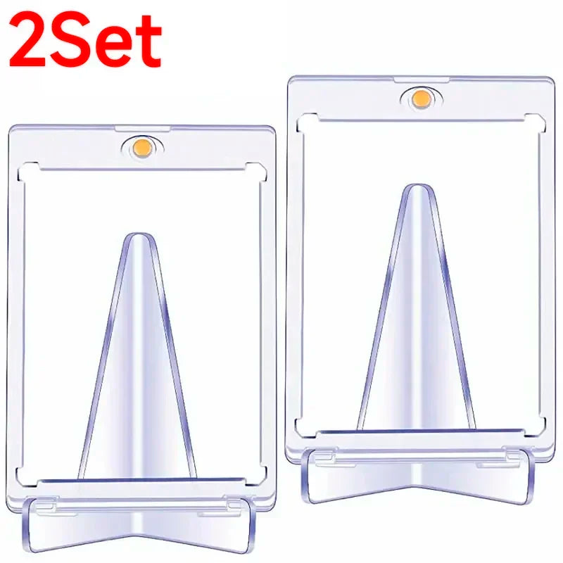 10-1PCS Magnetic Cards Holder for Trading Card Support Set Arcylic Triangle Card Display Stand Waterproof Transparent Protector