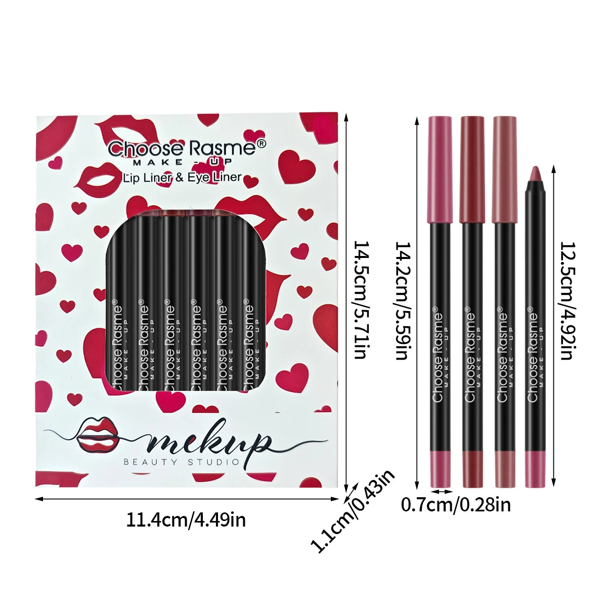 12 pcs Waterproof Matte Lip Liner Pencil Set