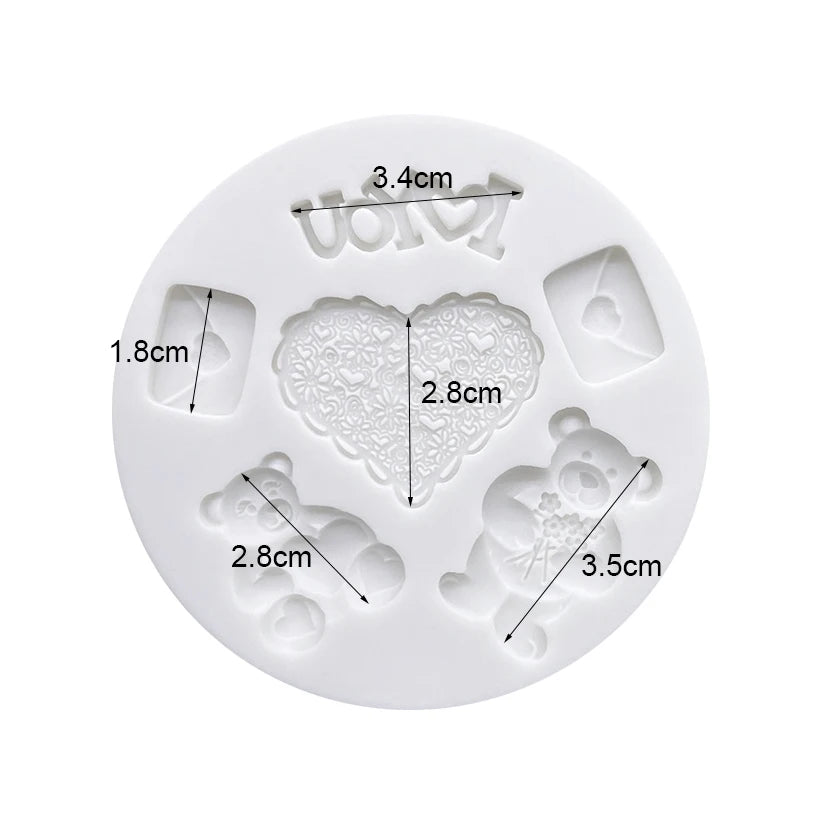 LOVE Heart Bear Hugs Valentine's Day Silicone Cake Baking Mold Sugarcraft Chocolate Cupcake Fondant Cake Decorating Tools