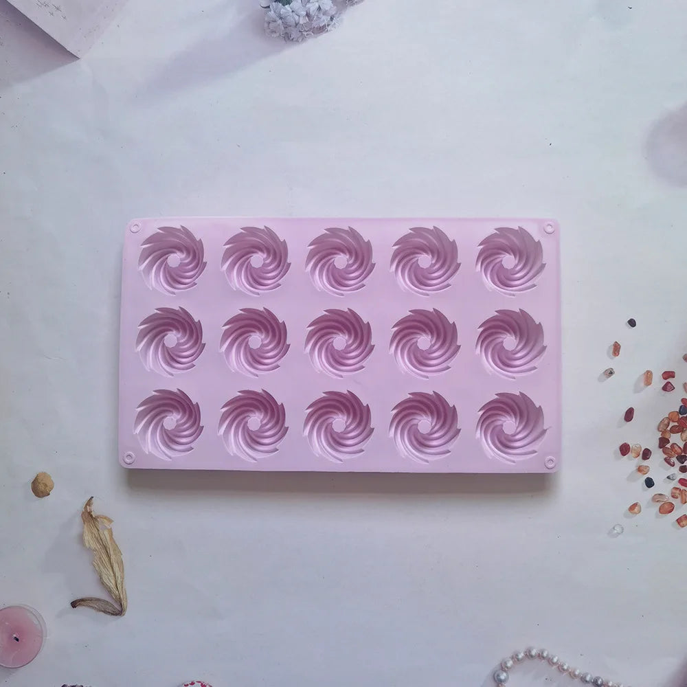 15 Holes Spiral Shape Silicone Cake Mold Mousse Chocolate Dessert Jelly Mould Donuts Pastry Baking Tools
