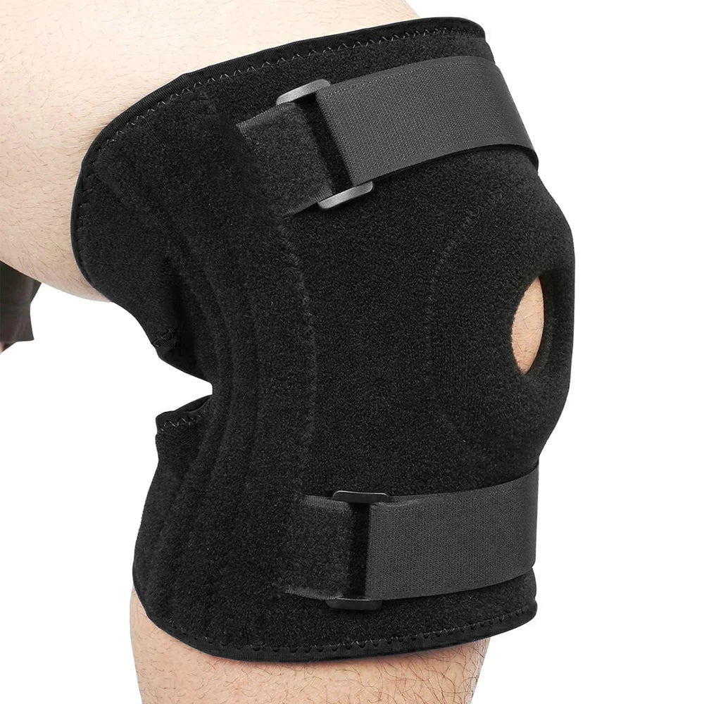 Plus‑Size Open‑Back Knee Brace – Side Stabilizers & Patella Support for Meniscus Tear Relief