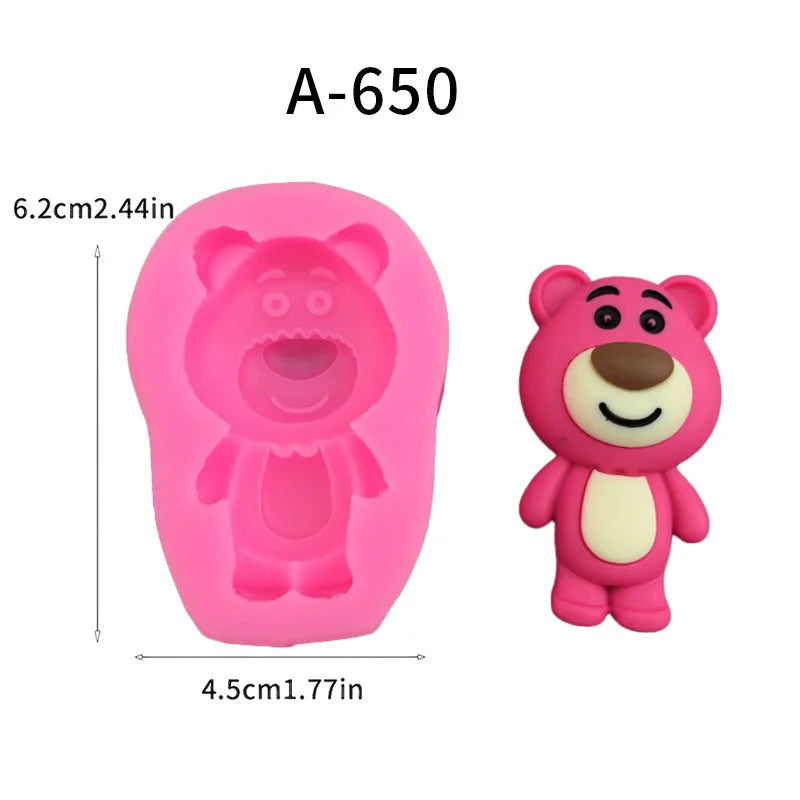 1 piece, single strawberry bear 6-hole strawberry bear silicone mold sugar cake gypsum drip decoration tool