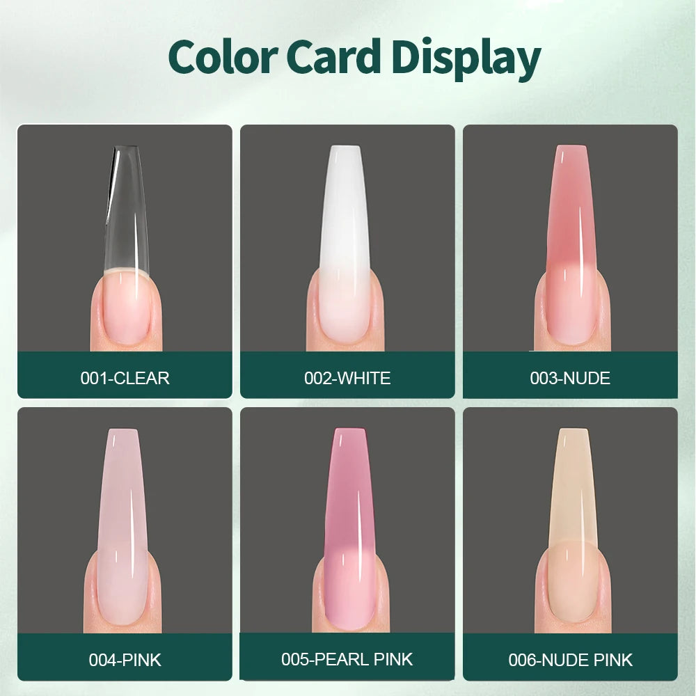 Poly Nail Extension Gel Kit 6 Colors Pink White Nude Gel Clear Nail Dual Form Art Kit with Brush and Slip Solution for Nail Art