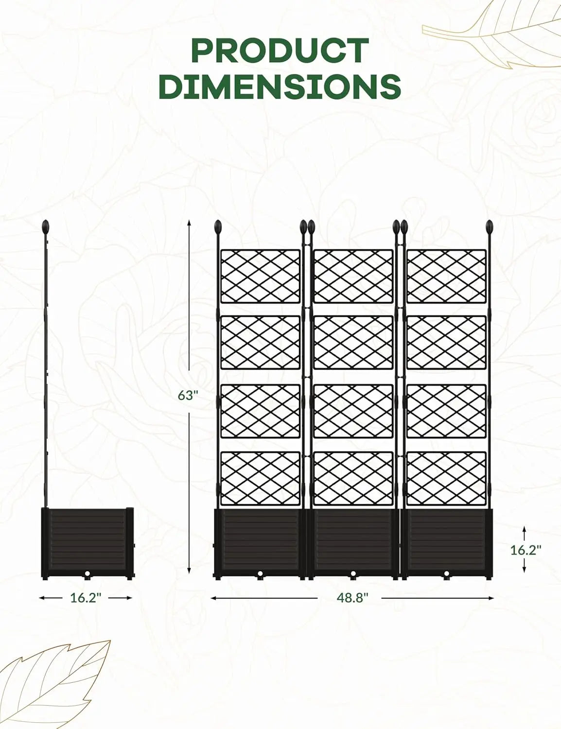 Raised Garden Bed with Metal Trellis – Outdoor Planter Box for Climbing Plants & Privacy
