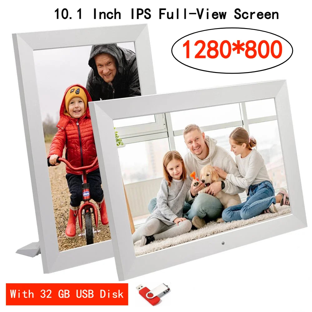 10‑Inch IPS Digital Photo Frame with 1280×800 Display & Remote Control