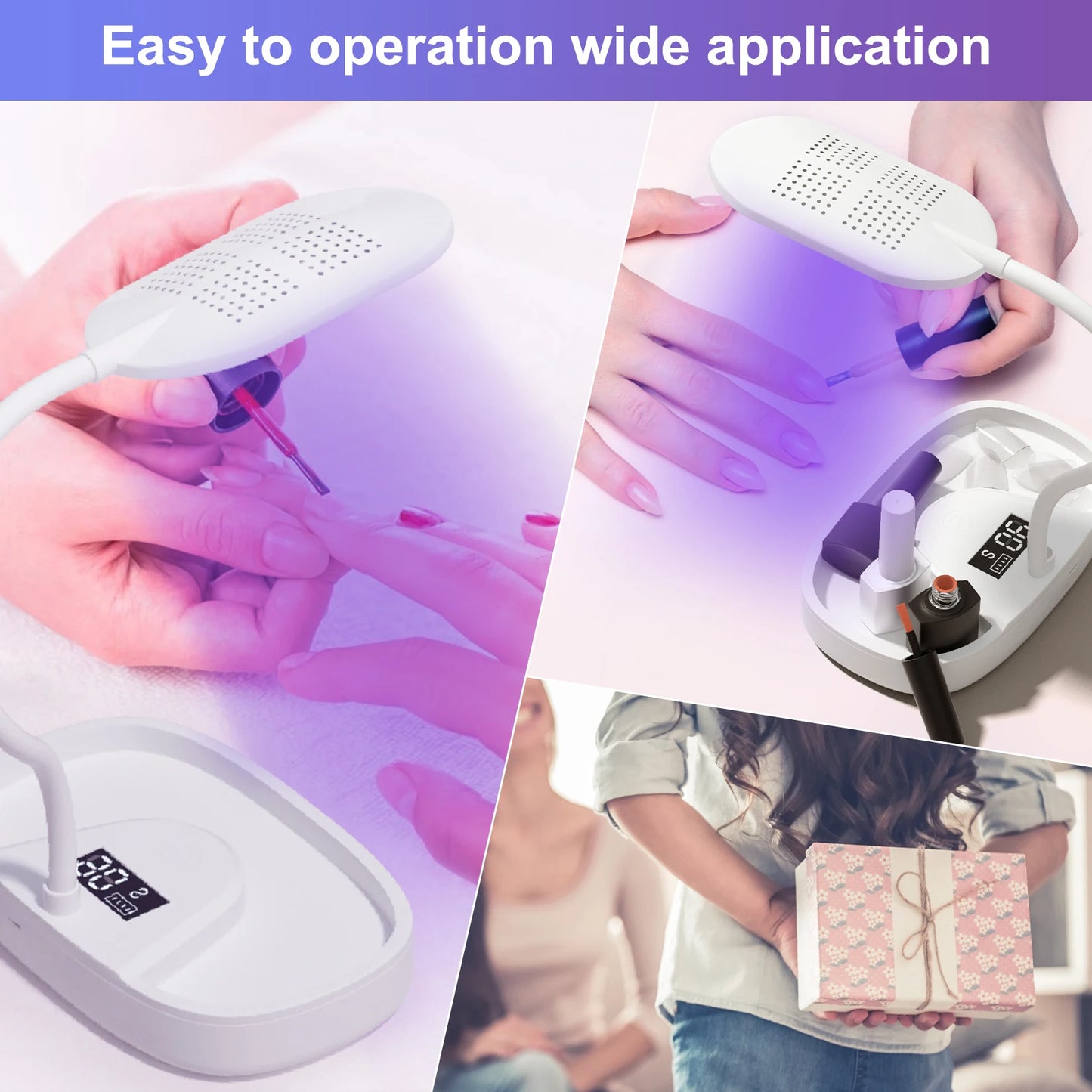 LED Nail Lamp 12W Rechargeable Portable Gooseneck Lamp Quicky Dry U V Gel Nail Light For Professional Nail Salon Home DIY