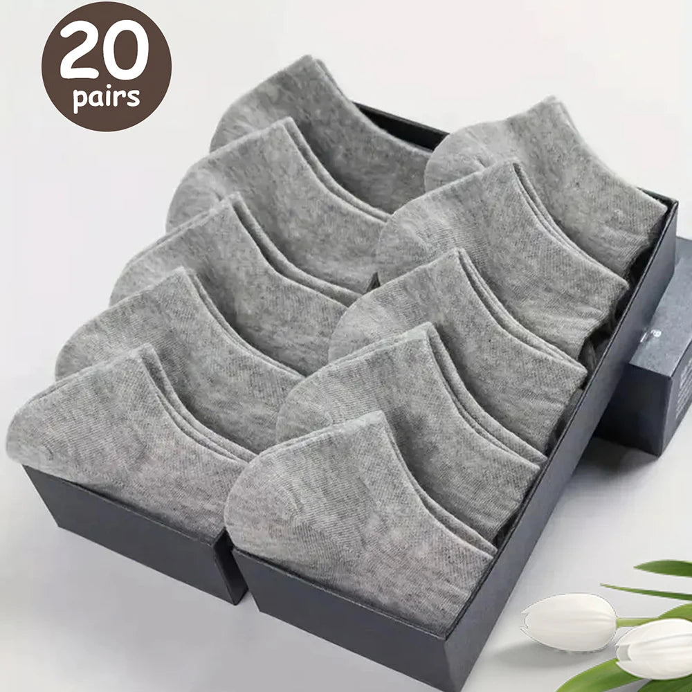 10/20/40 Pairs Men's Boat Socks Sweat Absorption Ankle