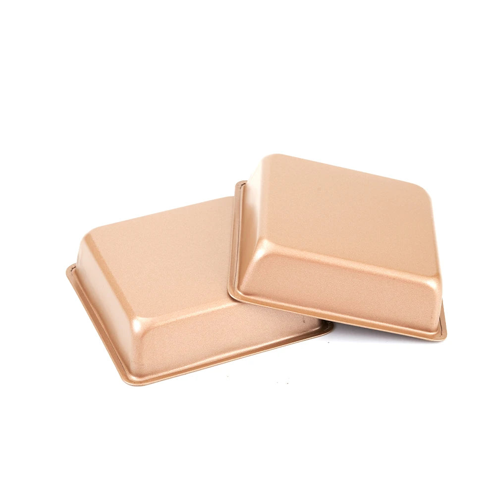 2‑Pack 4‑Inch Square Cake Molds – Nonstick Carbon Steel Baking Set