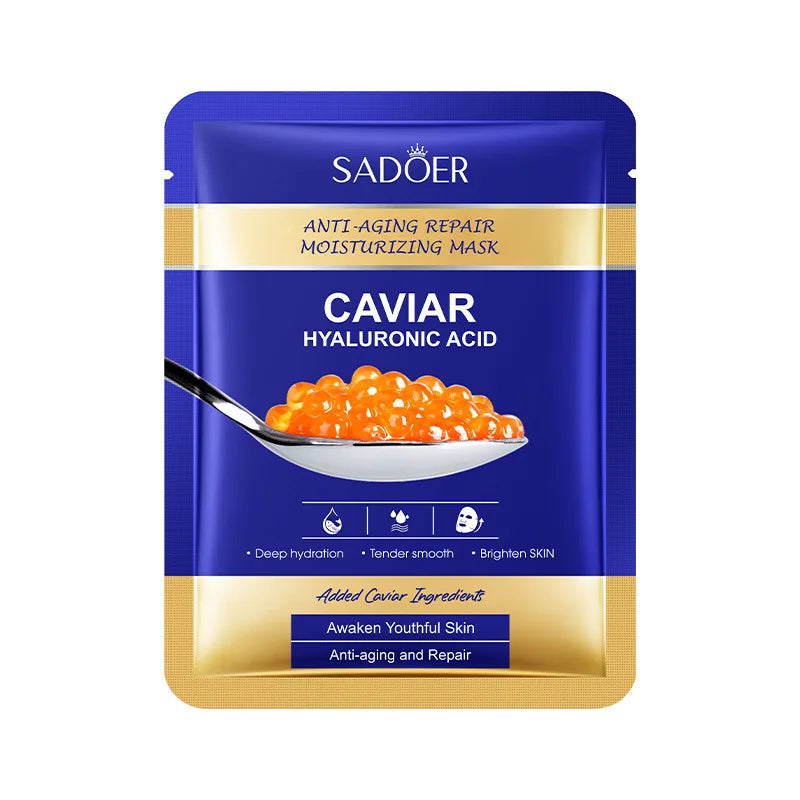 5PCS SADOER Hyaluronic Acid Caviar Facial Masks – Brightening, Firming & Deep Hydration Skincare