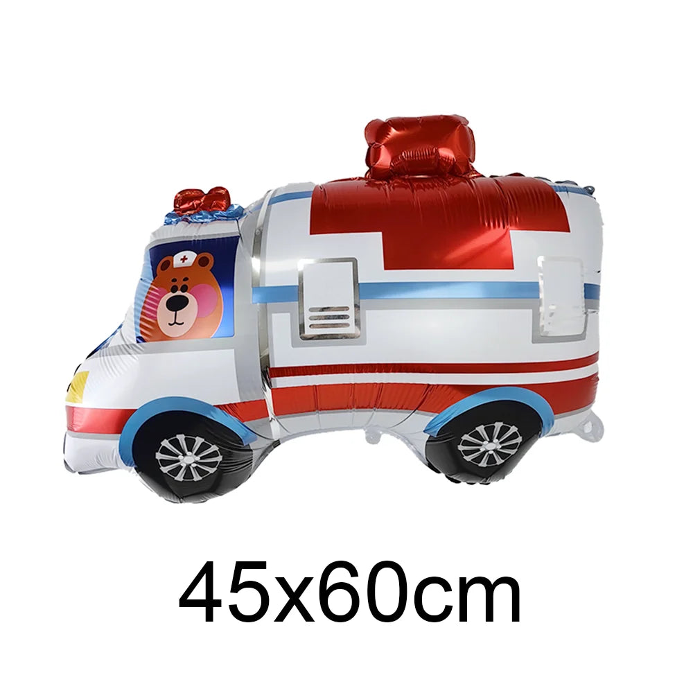 1pc Large Transportation Balloon Racing Balloon Fire Truck Ambulance School Bus Excavator Motorcycle Balloon for Boys Birthday