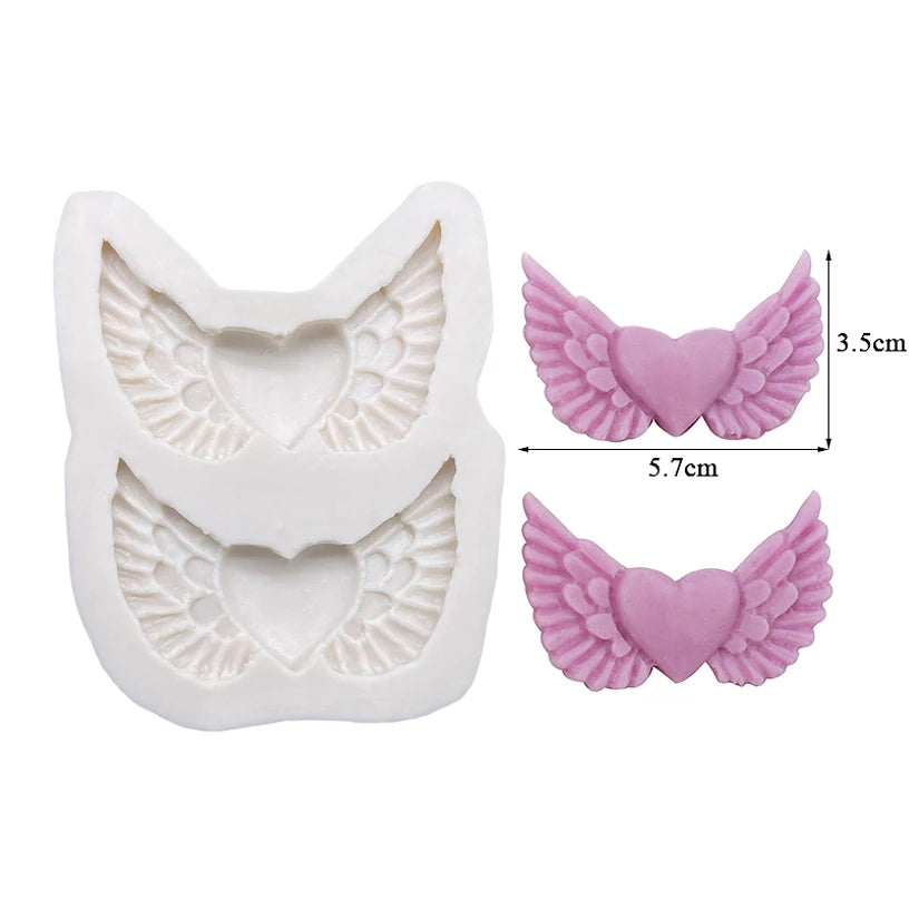 Wings Heart Silicone Sugarcraft Mold Resin Tools Cupcake Baking Mould Fondant Cake Decorating Tools