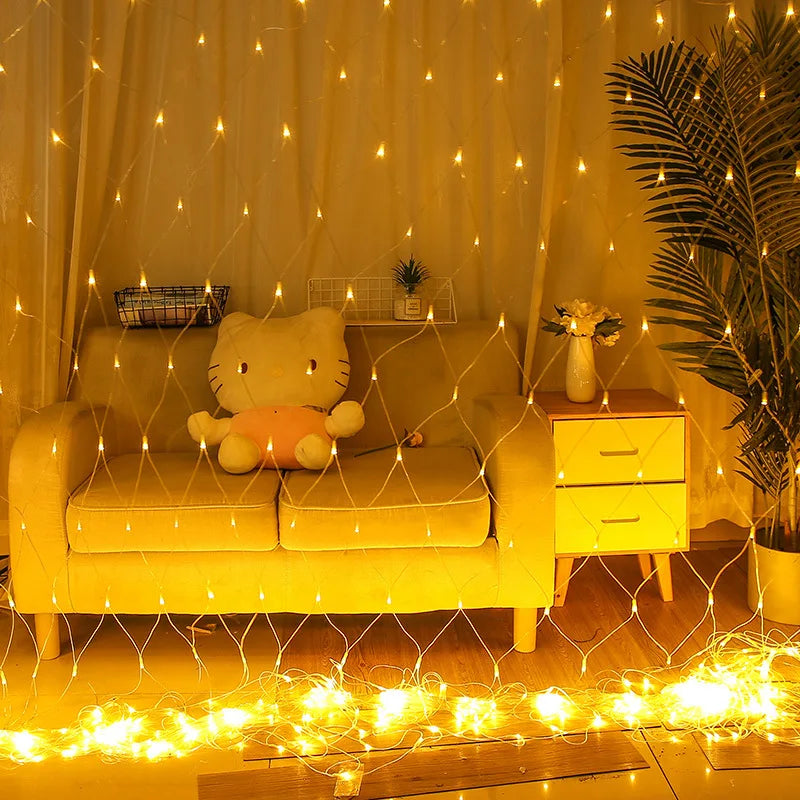 LED Net Mesh Fairy Lights – Outdoor Waterproof Curtain String Lights (Multiple Sizes, 110V/220V)