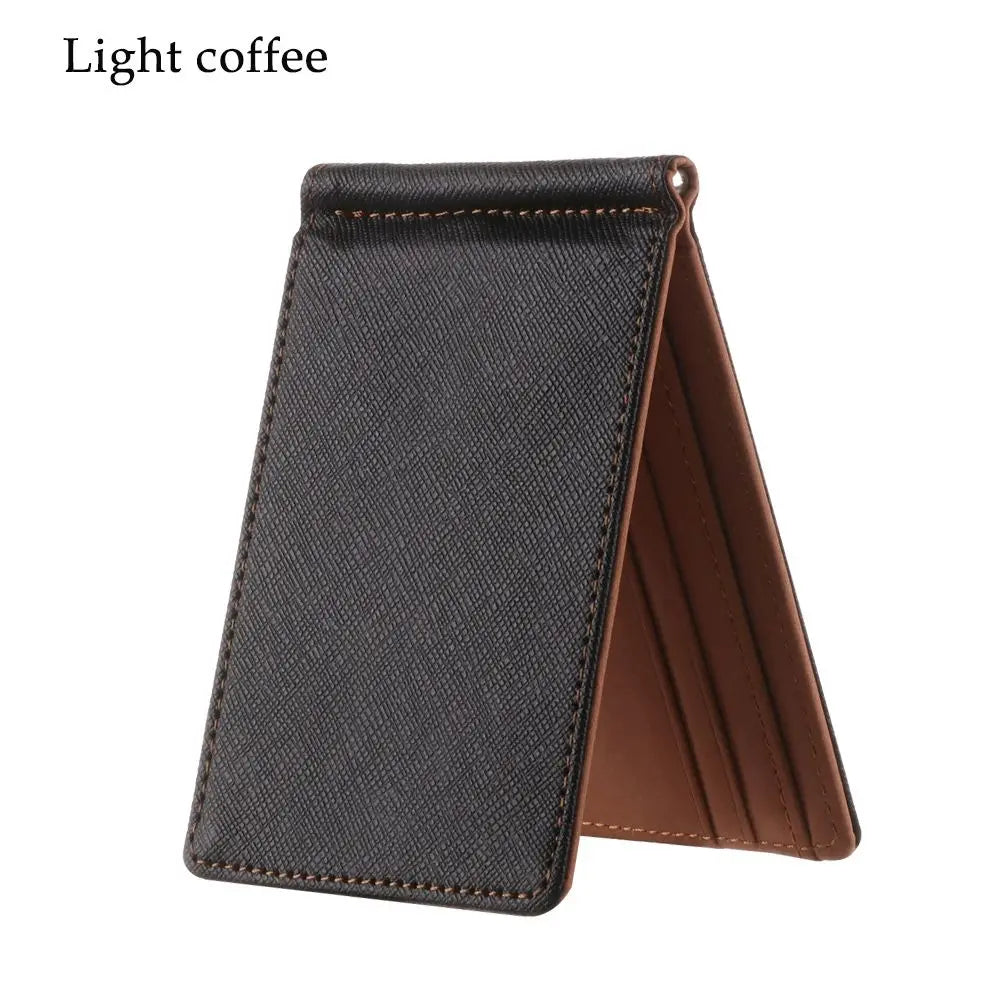PU Leather Men Wallet ID Card Holder Money Clips Sollid Thin Wallet Short Skin Wallets Purses For Men Purses