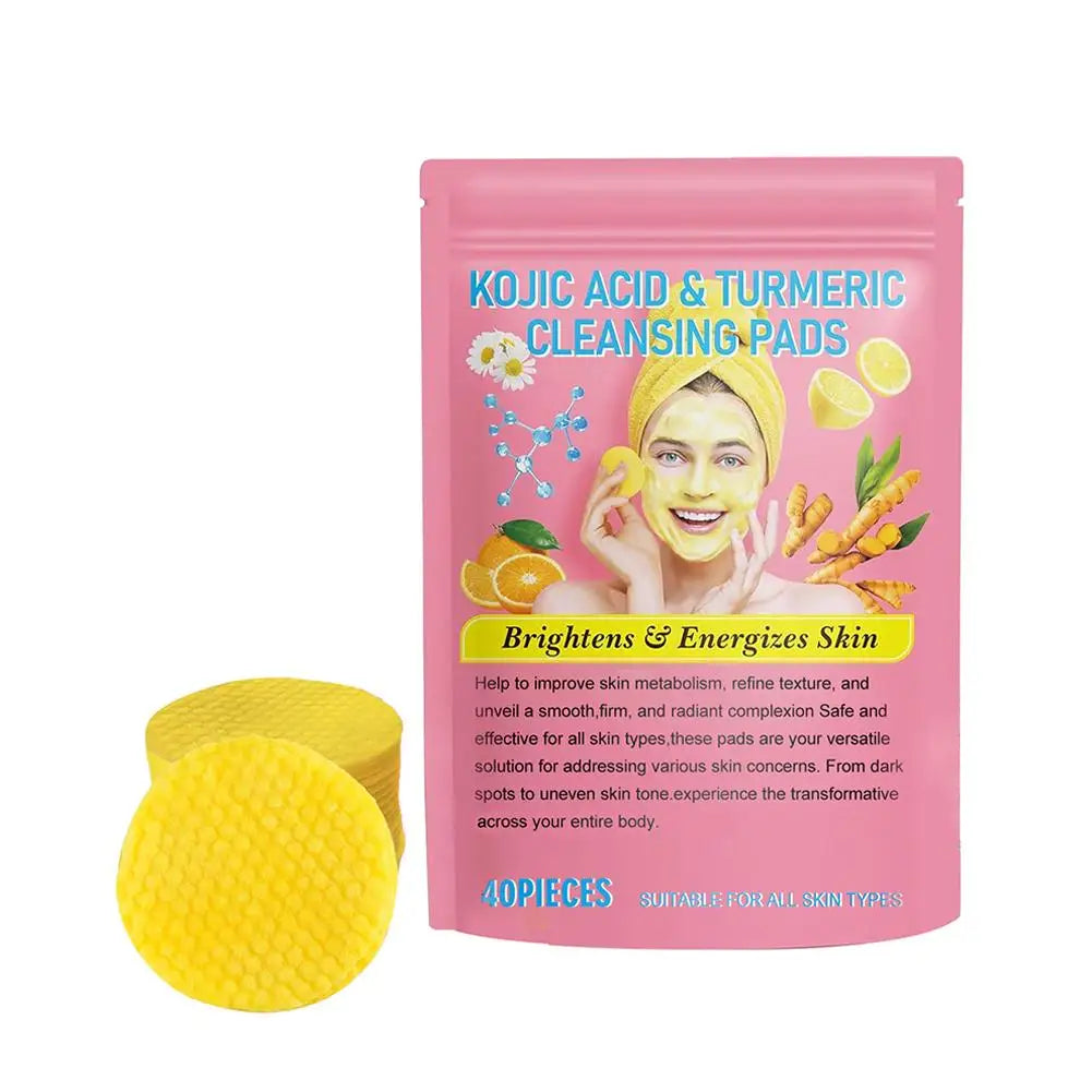 40/50pcs Turmeric Kojic Acid Cleansing Exfoliating Pads for Daily Cleansing Skin Care
