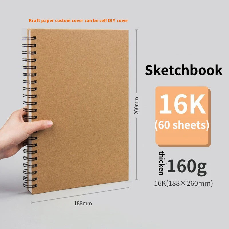 Borrence Spiral Sketchbook – Thick 160 GSM Paper in A3/A4/A5/8K/16K Sizes for Drawing, Watercolor & Art School Use