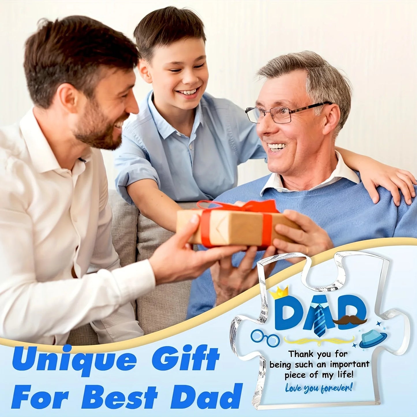 1pc,Dad Gifts for Dad Acrylic Puzzle Plaque with Sayings, Gifts for Dad from Daughter Son, Dad Thank You Gifts