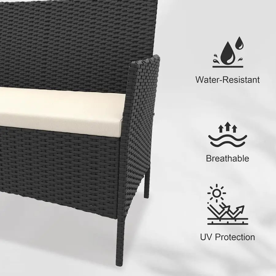 4‑Piece Rattan Patio Furniture Set – All‑Weather Outdoor Sofa & Chair Combo