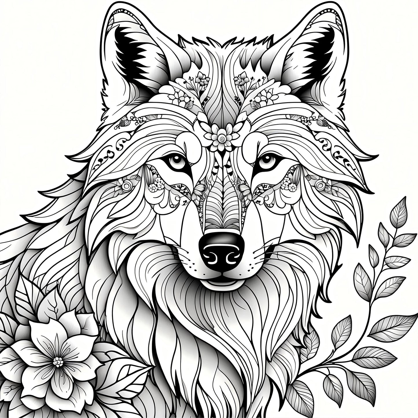 Wolf Pack Colouring Book for Adults - 20 Pages of Detailed Prairie Wolves, Therapeutic Art Therapy Coloring Book