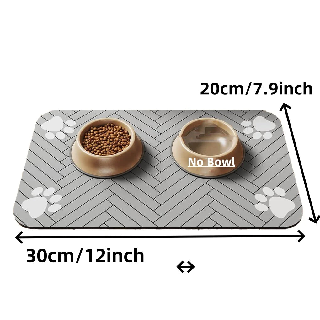 Absorbent Pet Feeding Mat: Quick-Dry Placemat for Food and Water Bowls, Waterproof Rubber Backing for Dogs and Cats