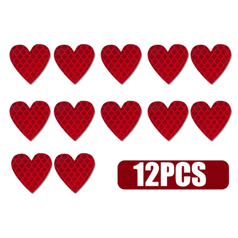delete 12pcs Heart Shape Reflective Car Stickers Night Warning Mark Reflective Tape Stickers Decoration Decal Car Accessories