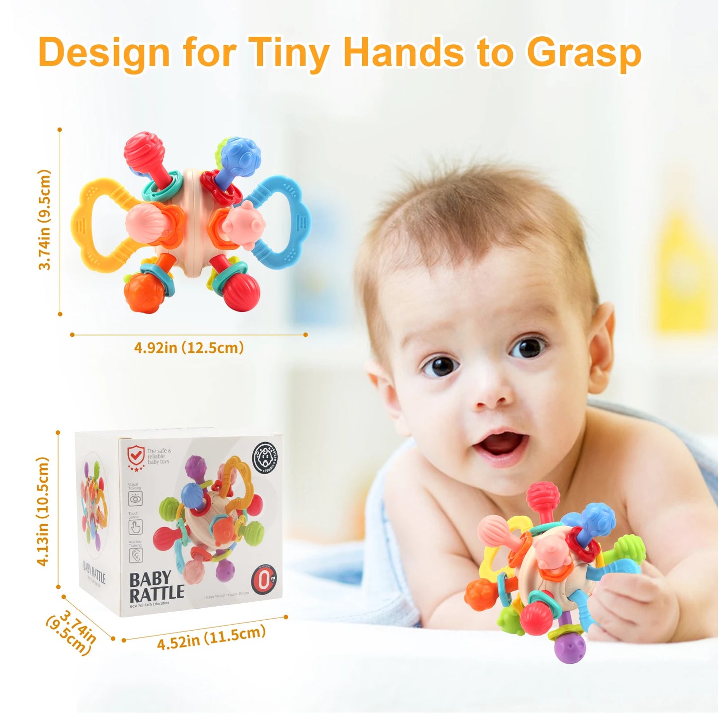 Baby Toys Manhattan Round Ball Soft Silicone Hand Grab Ball Rattle for Infant 0-12months Infantil Chewable Teethers Toys